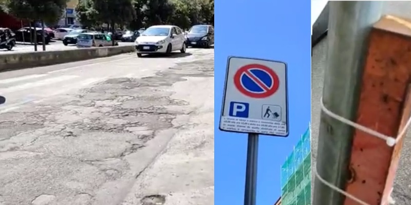 Aversa, Via Michelangelo ed ex Via Don Diana: tra segnali retti da fil