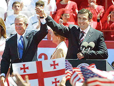 Bush con il presidente georgiano Saakashvili